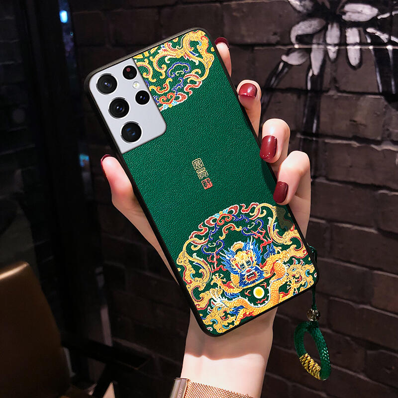 【可開發票】適用三星S21手機殼s21Ultra防摔全包軟殼s21+中國風21加時尚個性s21u古風5g曲屏女款男士國潮真皮保護套掛