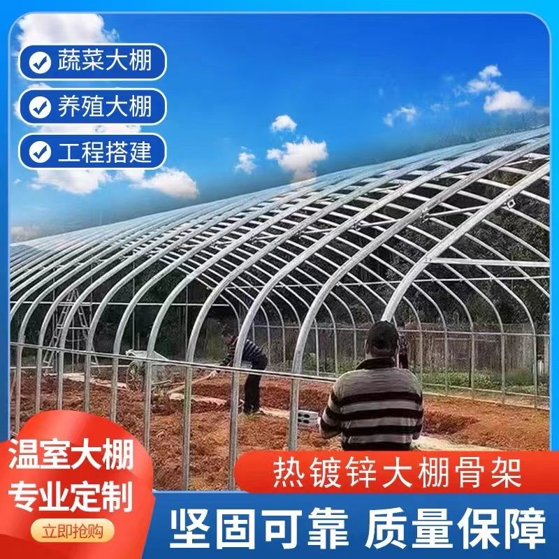 【最低價 公司貨】養殖大棚骨架全套鍍鋅圓管鍍鋅鋼管國標大棚種植大棚連體大棚支架