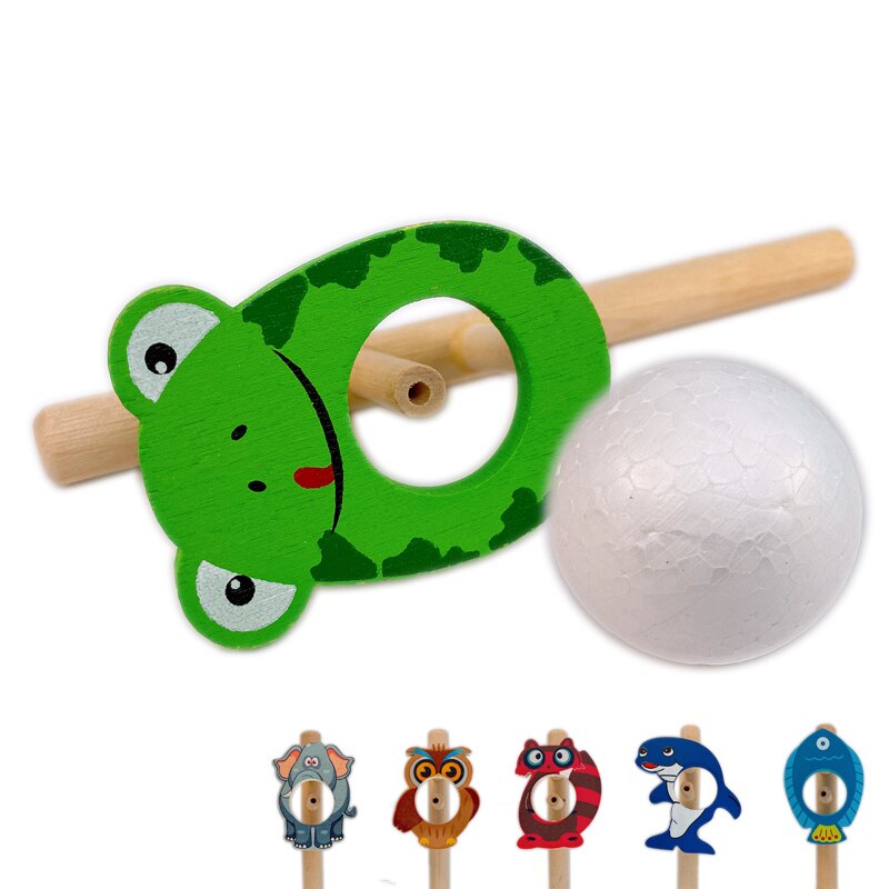 動物木管平衡吹球玩具 原木木吹球 /一個入(促25) 神奇吹汽球 吐球玩具-AA5319