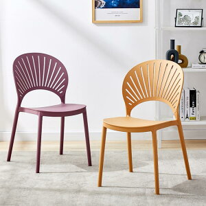 北歐餐椅家用塑料椅子現代簡約凳子靠背戶外辦公休閒洽談書桌椅【青木鋪子】