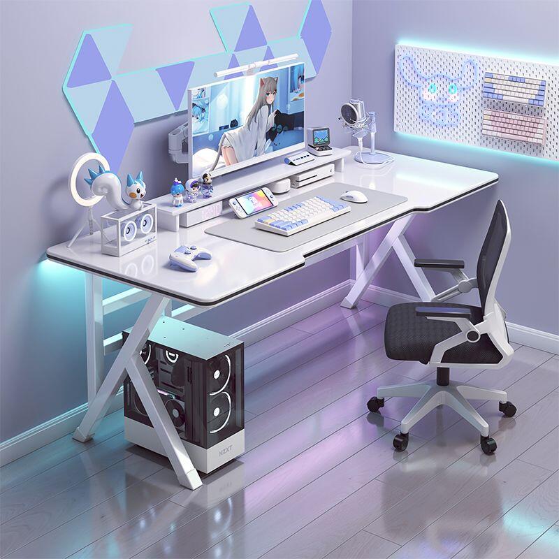 臺式電腦桌白色電競桌網紅主播直播桌子家用簡約現代書桌游戲桌