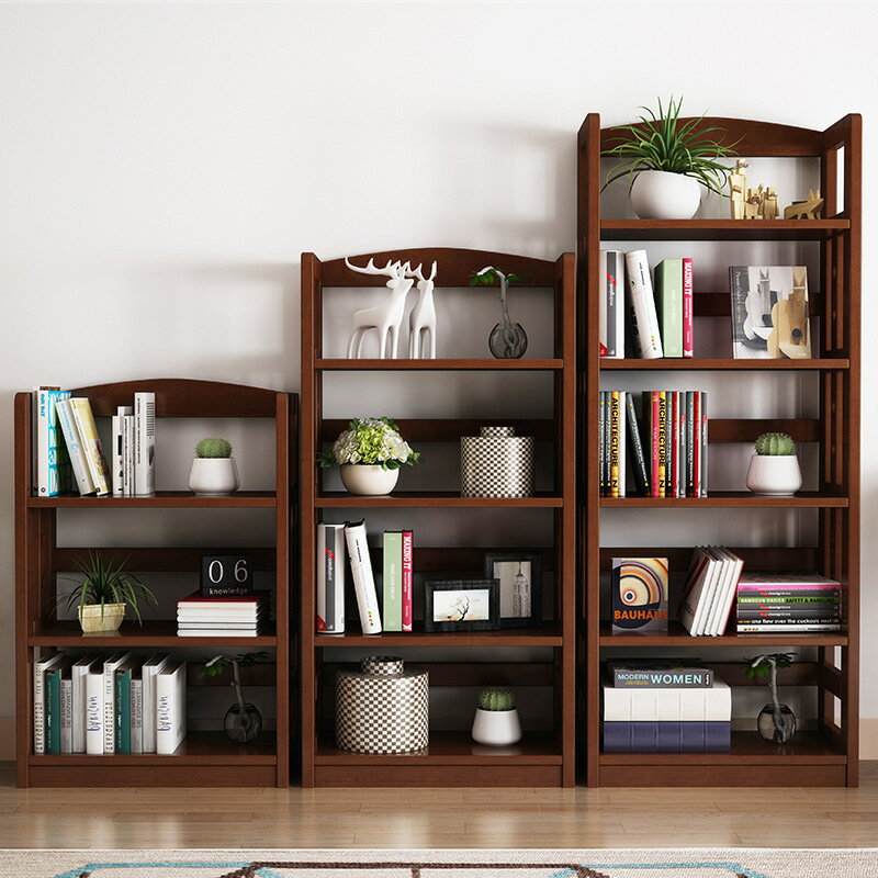 實木落地書架組合現代簡約書櫃學生置物架靠墻簡易儲物櫃創意花架