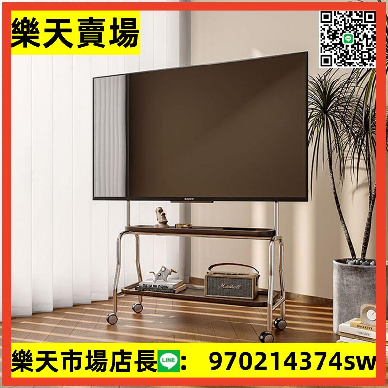 小戶型客廳臥室電視機落地支架掛架可移動適用43到75英寸帶輪推車