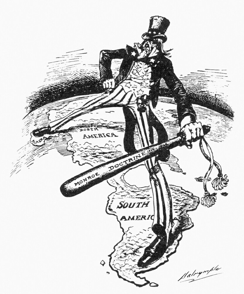 Posterazzi: Monroe Doctrine Cartoon Nuncle Sam Straddles The Americas