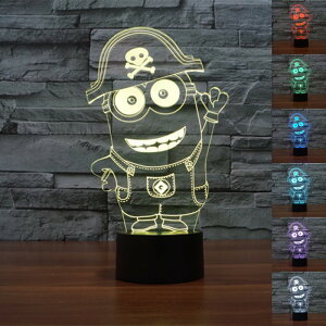 神偷奶爸 LED 小夜燈 3D立體 七彩 創意 交換禮物 小小兵 USB 檯燈 新款 生日禮物 派對 燈飾 货到付款