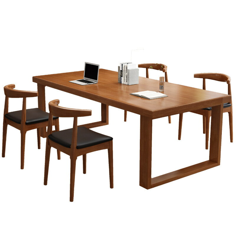 【免運】美雅閣| 全實木大板桌簡約北歐風家用書桌莫比恩同款餐廳長方形餐桌椅組合