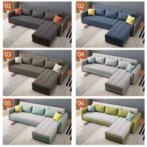 實木沙發床兩用可折疊儲物多功能簡約現代客廳帶貴妃轉角布藝沙發