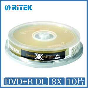 【超取免運】錸德 Ritek DVD+R DL 8x 10片桶裝 光碟 DVD
