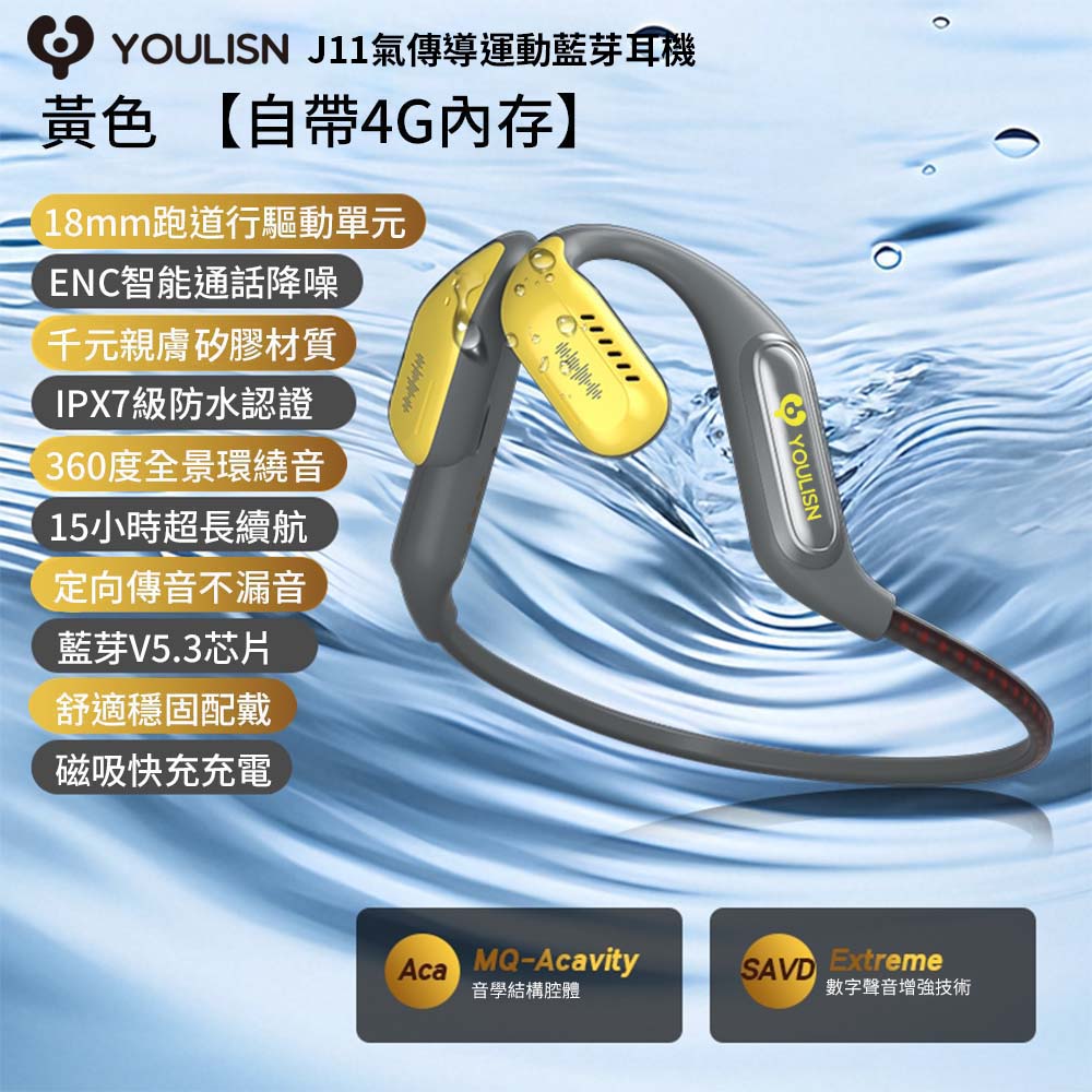 J11氣傳導藍牙耳機 運動防水夜跑燈｜藍牙5.3｜15H續航｜ENC通話降噪｜JIELIEN 傑聯