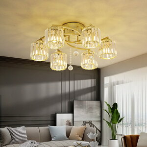 創意輕奢圓形房間吸頂現代簡約小客廳臥室飯廳燈藝術個性水晶燈具