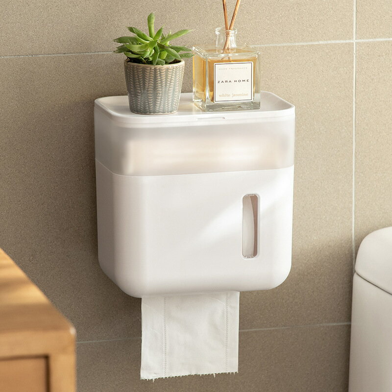 免打孔廁所置物架衛生間紙巾盒廁所壁掛式卷紙盒防水廁紙抽紙巾架