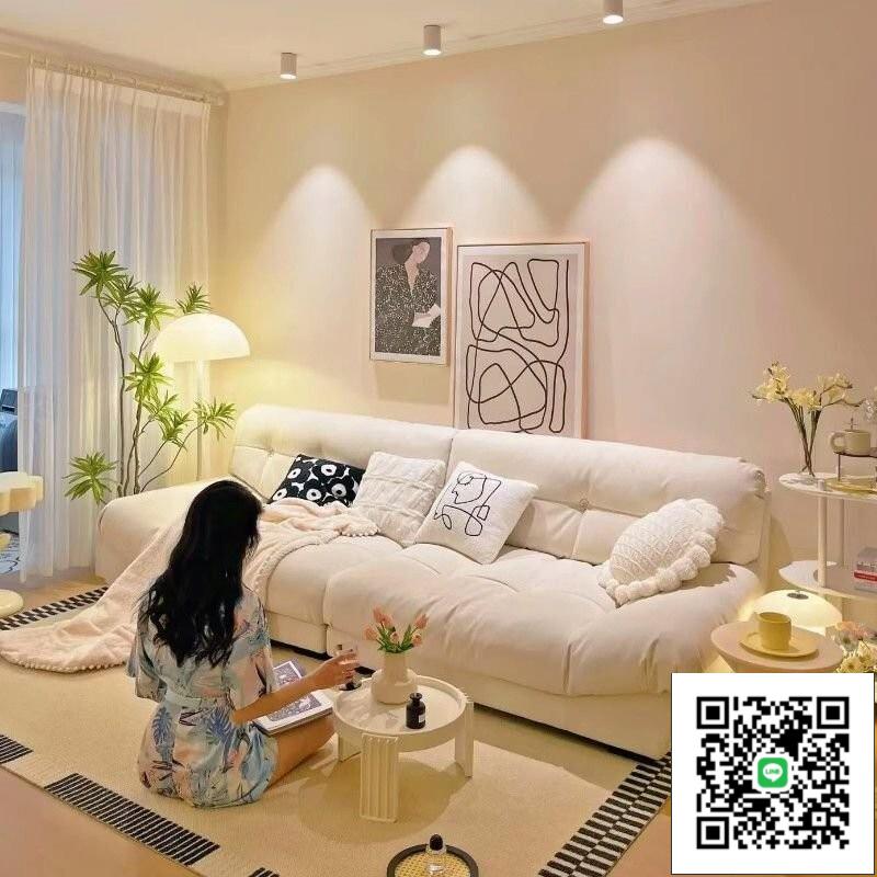 《免運可貨到付款》雲朵沙髮 奶油風沙發 貓抓佈沙發 客廳沙發 雙人沙發佈藝沙髮客廳小戶型簡約現代輕奢科技佈藝傢