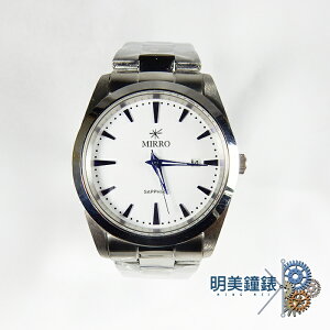 ◆明美鐘錶眼鏡◆MiRRO 米羅/6960M-23615/簡單日期窗格藍寶石水晶鏡面-藍色指針(大)