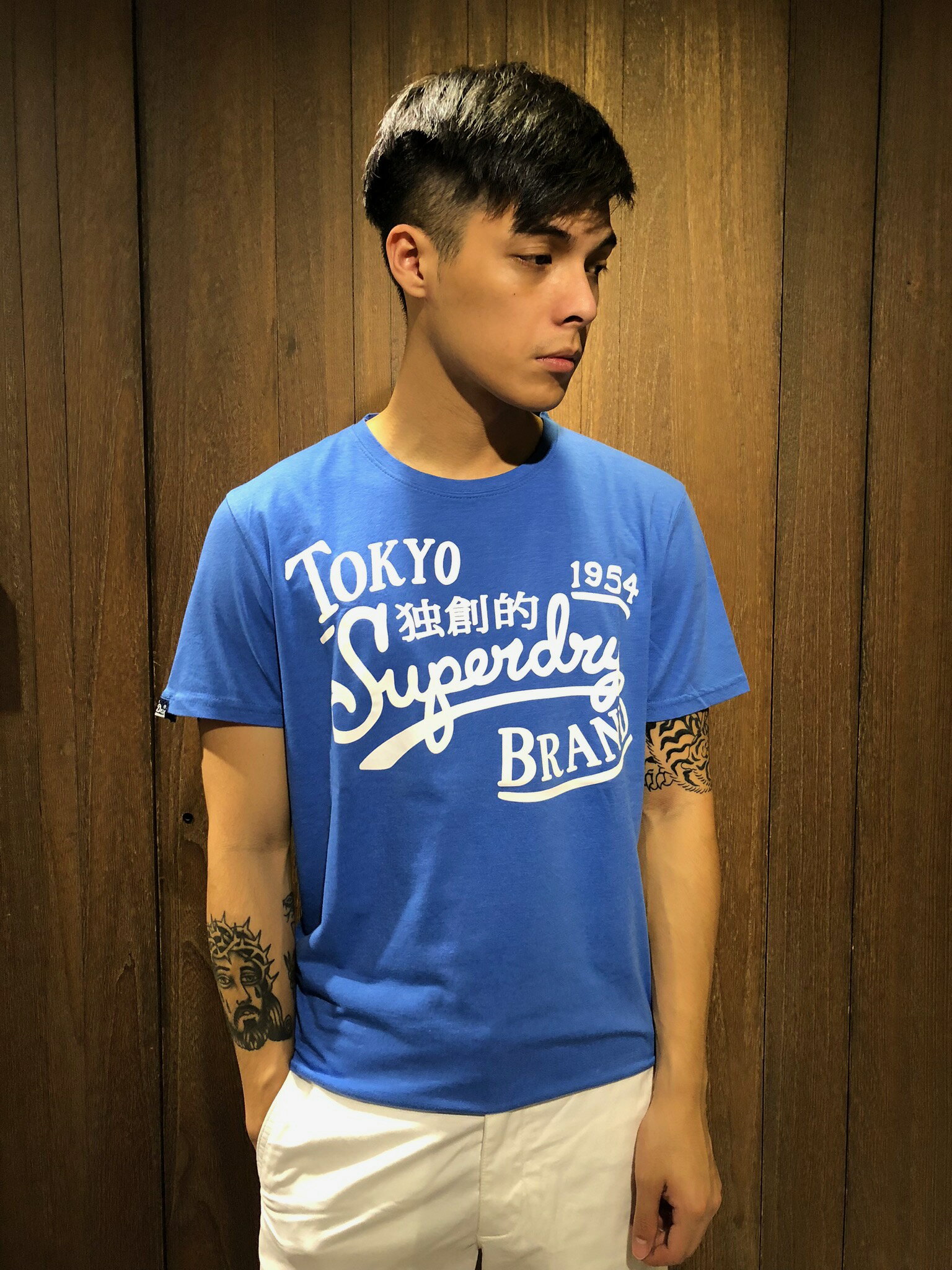 美國百分百【全新真品】 極度乾燥 Superdry T恤 上衣 T-shirt 短袖 圓領 LOGO 寶藍 AM05