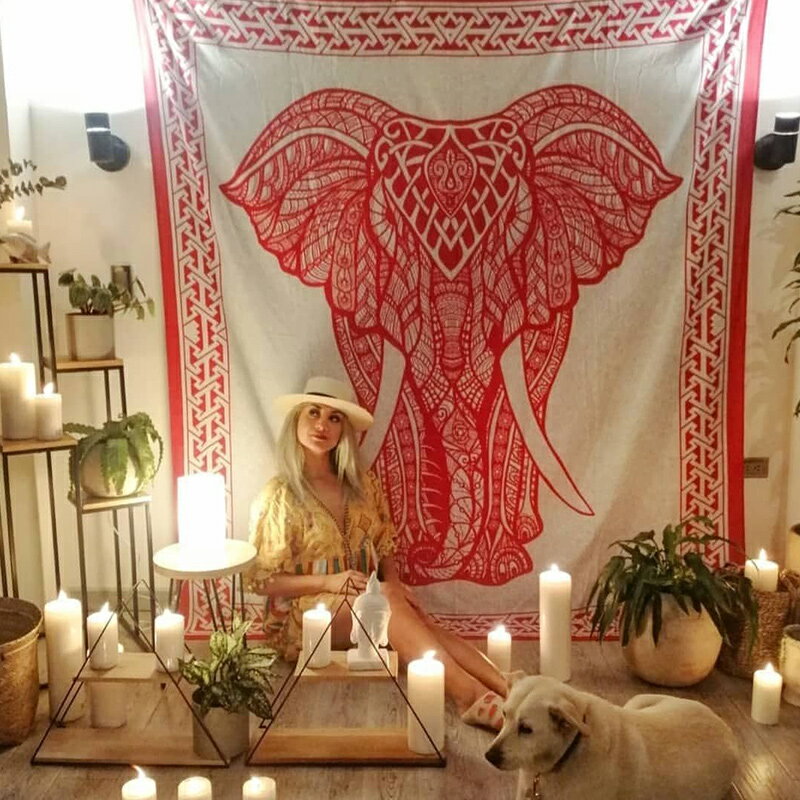 大象民族風掛布印度曼陀羅東南亞布藝床單ins桌布壁掛曼達拉掛毯
