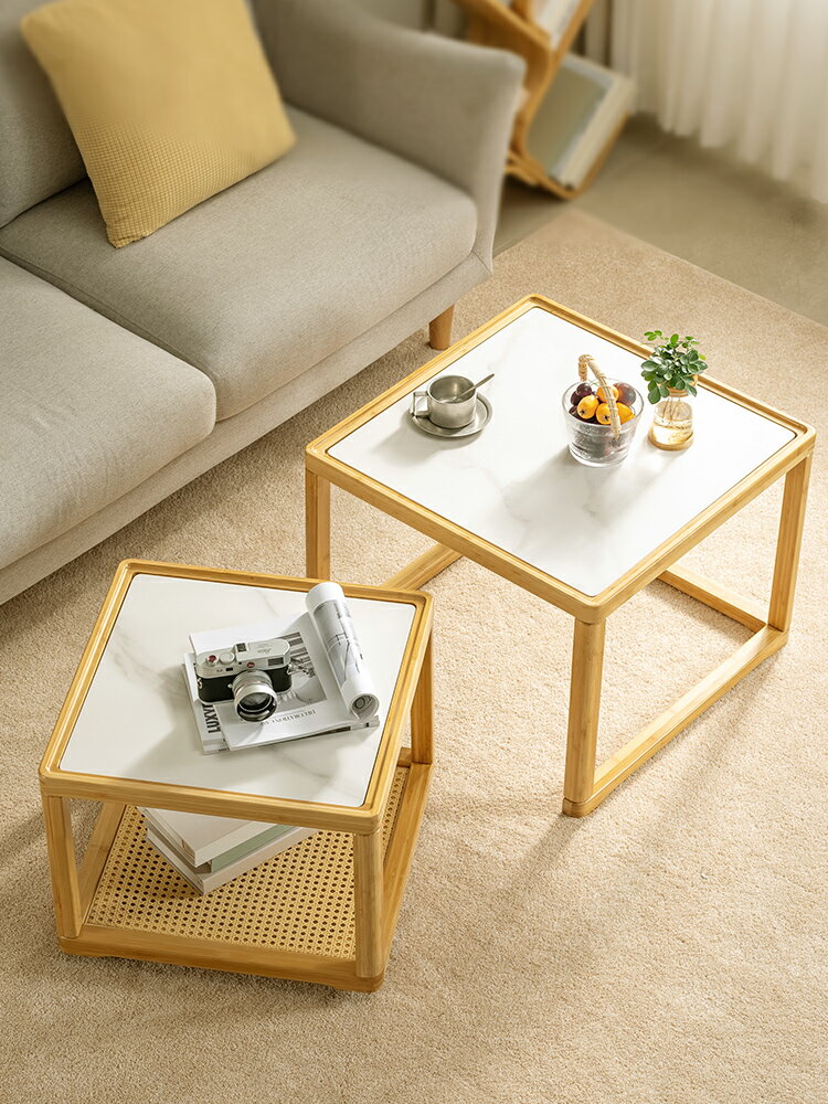 茶几電視櫃組合輕奢客廳家用小戶型藤編茶桌簡約現代矮桌茶臺