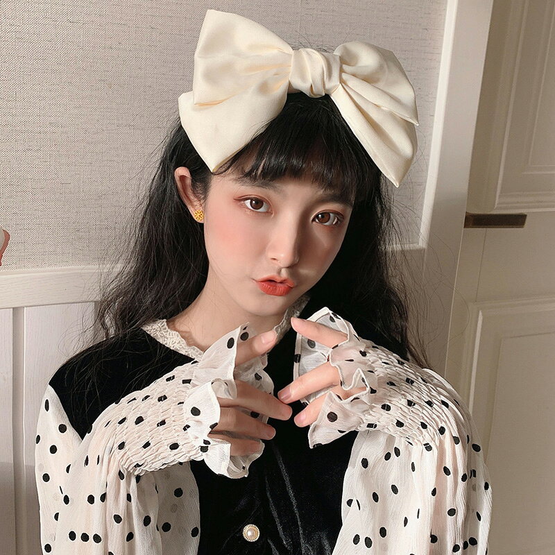 網紅超仙白色蝴蝶結發夾女可愛百搭Lisa同款發飾日系簡約夾子頭飾