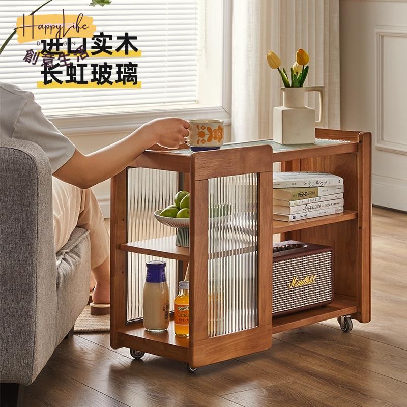 工廠直銷 實木邊幾 可移動帶輪小推車子 家用客廳邊機 小戶型陽臺角幾 現代簡約迷你沙發小茶幾新店開業 全館折扣 售後保障 優選/免運