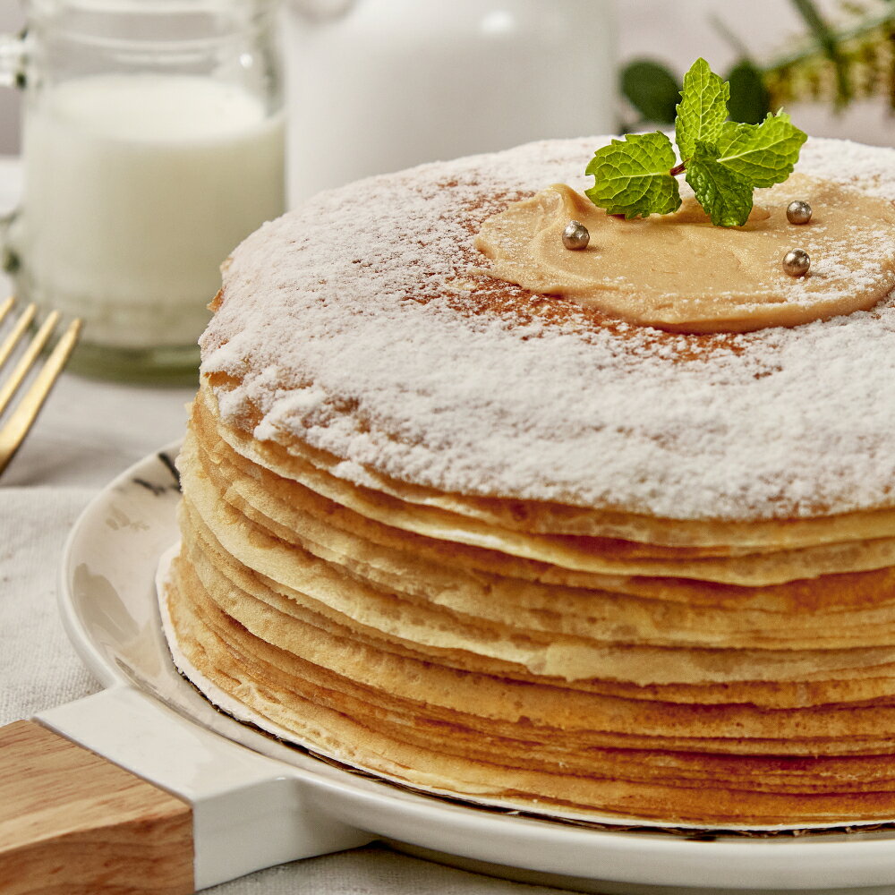 6寸日式手工現作花生千層派 / Peanut Mille-Crêpe Cake	【奶蛋素】 2