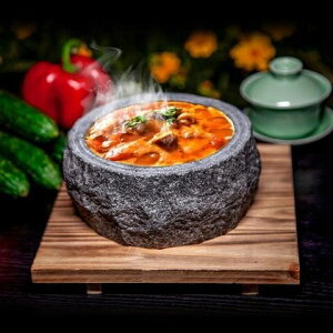 石鍋商用拌飯專用加厚純天然粗獷石鍋泡泡雞韓國料理韓式石碗餐具