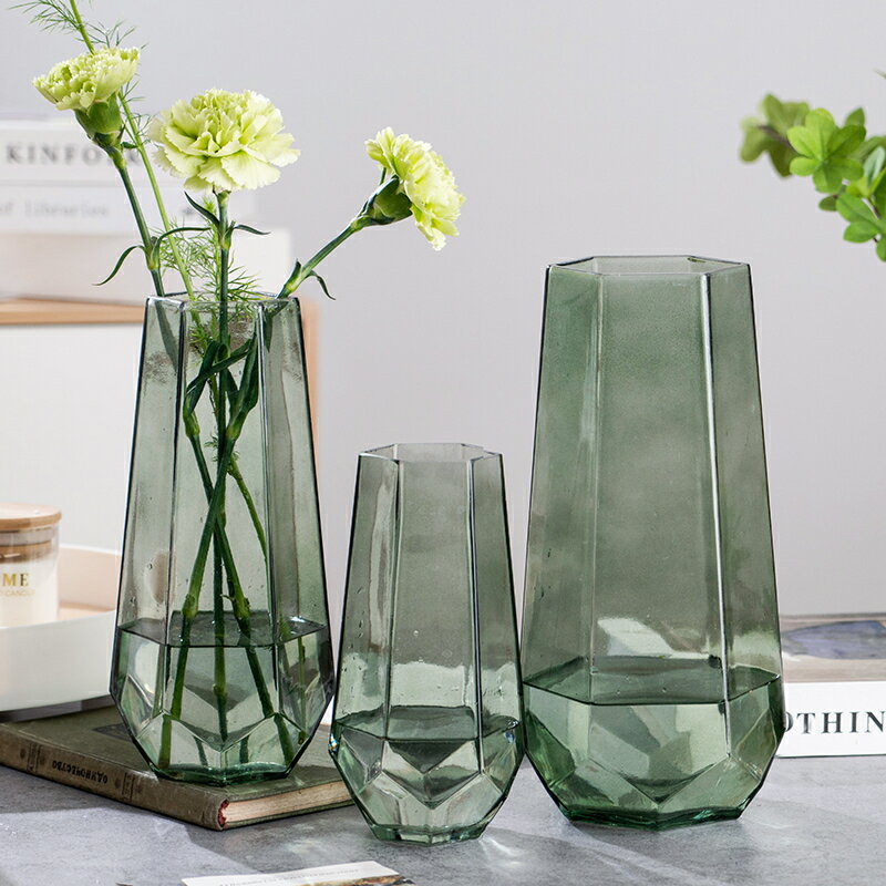 【滿299出貨】簡約北歐玻璃花瓶創意水養玫瑰百合干花插花瓶客廳裝飾擺件
