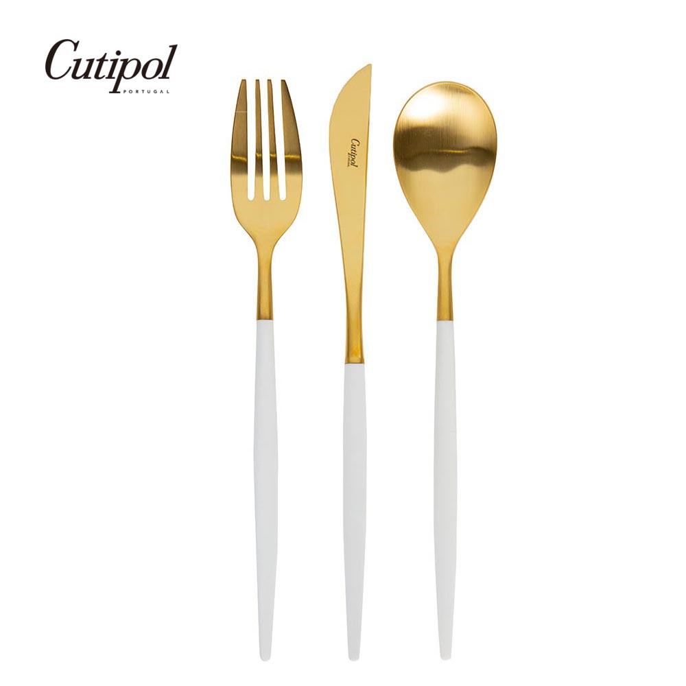 葡萄牙 Cutipol MIO系列個人餐具3件組-主餐刀+叉+匙 (白金)