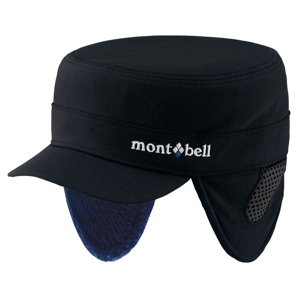 【【蘋果戶外】】mont-bell 1108845 BK/DN 黑/藍 抗風刷毛保暖帽 CLIMAPRO Work Cap