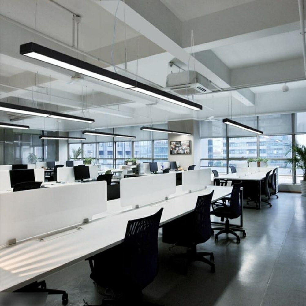 吊燈 辦公室吊燈LED長條燈長方形創意現代條形方通吊線工作室日光燈具 全館免運