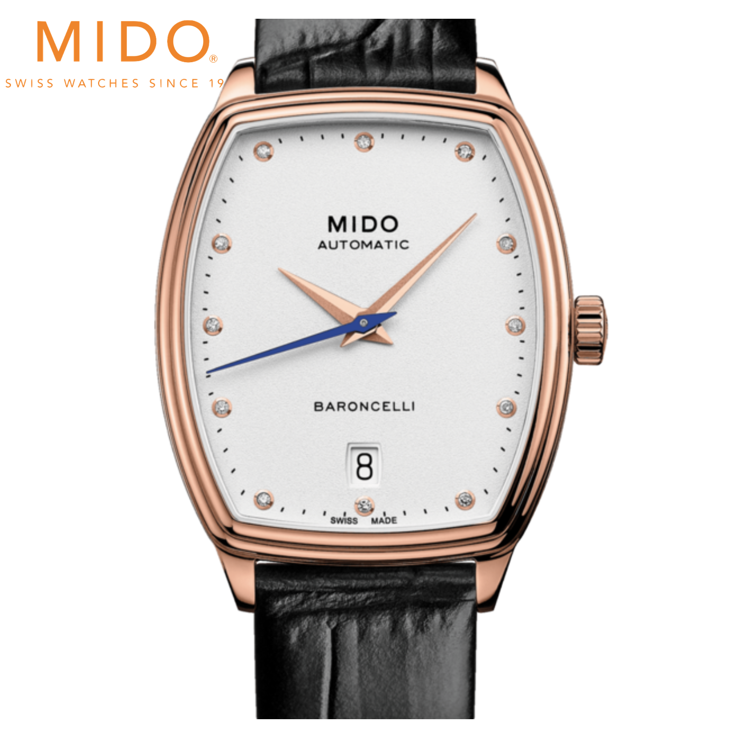 MIDO 美度 BARONCELLI TONNEAU LADY 永恆系列酒桶型真鑽機械錶 M0413073601600 白/30.5mmx35mm