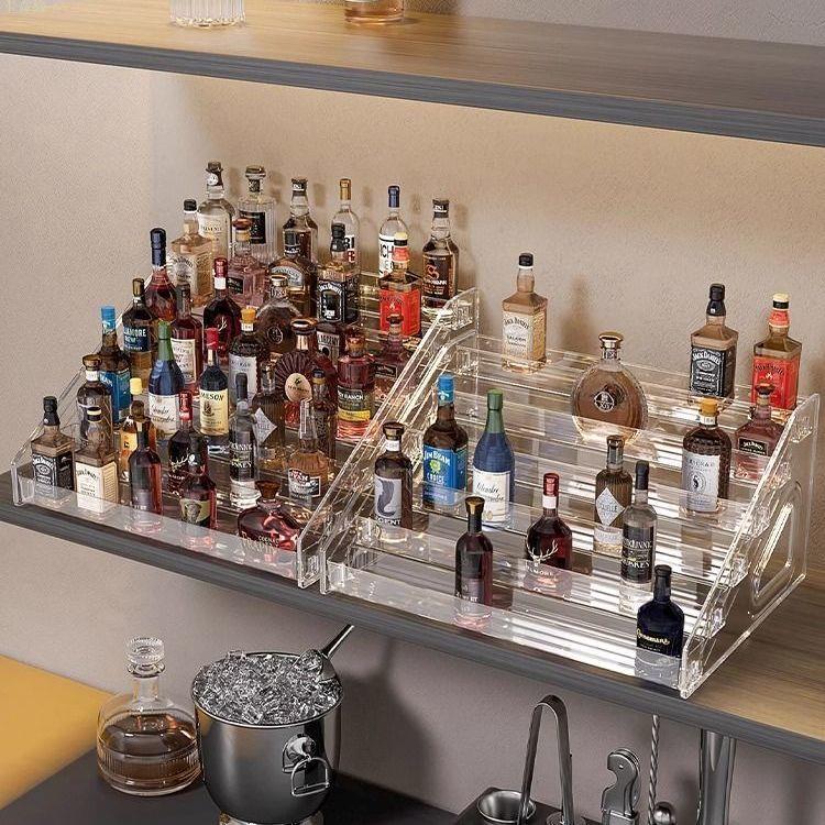 階梯式小酒架亞克力迷你進口洋酒展示架酒櫃分層力嬌朗姆酒收藏架