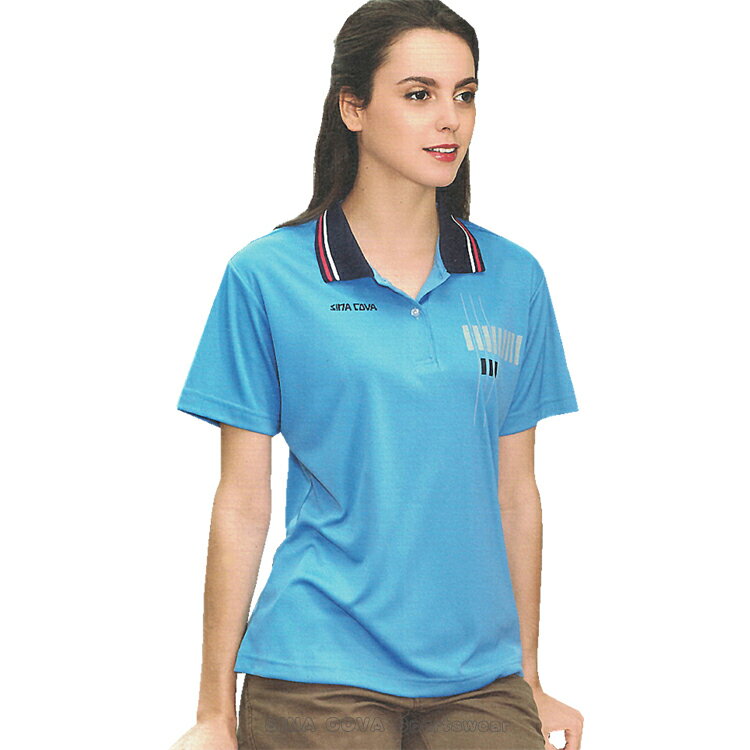【義大利 SINA COVA】女版運動休閒吸濕排汗短POLO衫(海藍)#SW8108A1