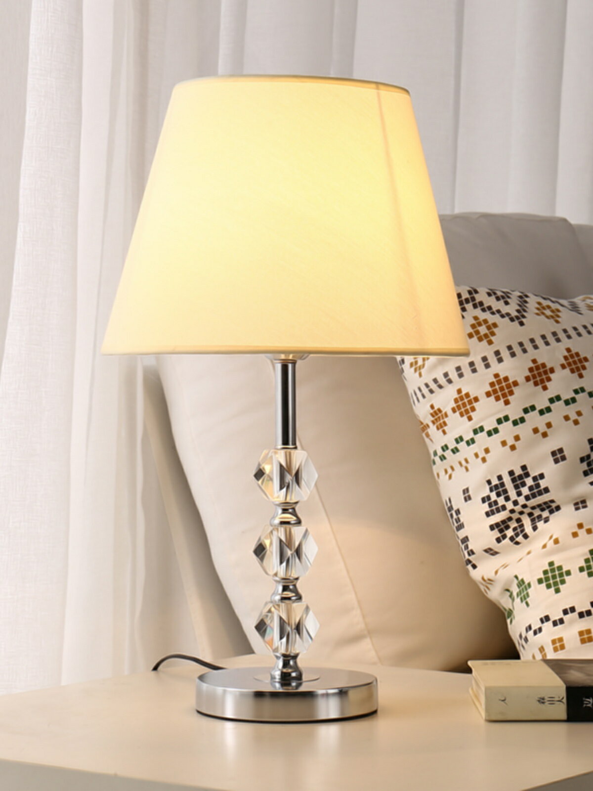 網紅臥室床頭燈臺燈LED簡約現代水晶歐式創意浪漫溫馨可調光結婚