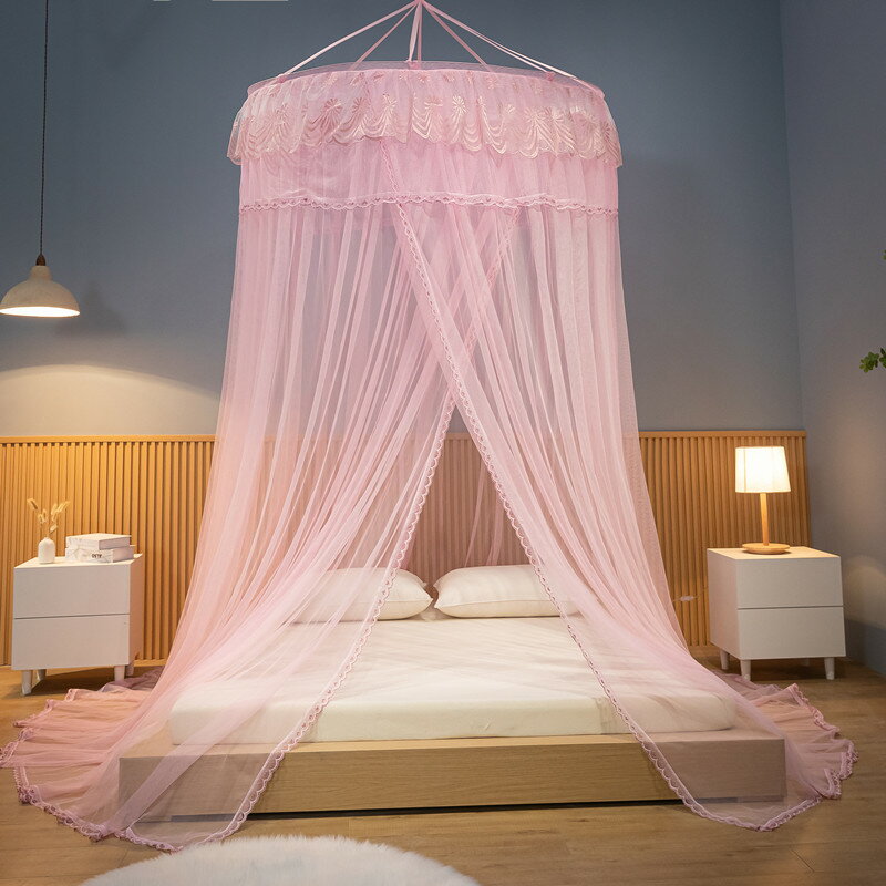網紅吊頂公主風蚊帳家用新款免安裝無需支架1.5米1.8臥室紋賬