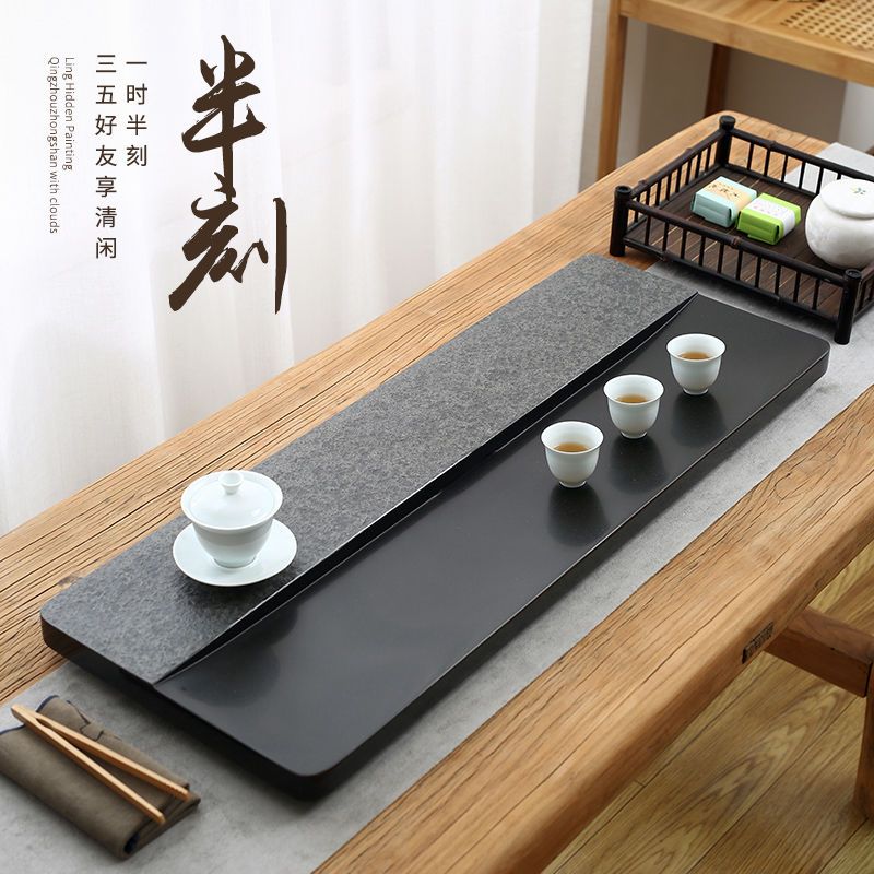 烏金石茶盤整塊家用石頭天然石材現代簡約排水茶臺茶具託盤大茶海