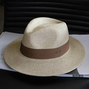 草帽休閒戶外防曬遮陽帽英倫紳士大頭圍帽子