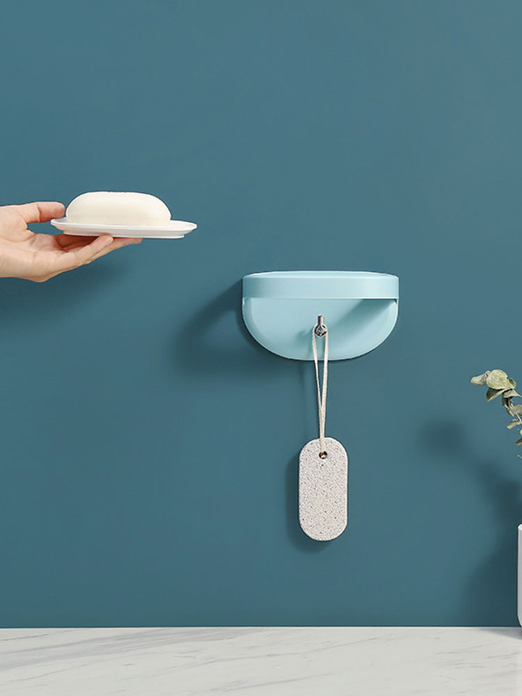 北歐ins風衛生間免打孔吸盤壁掛式瀝水肥皂盒創意可愛個性香皂架