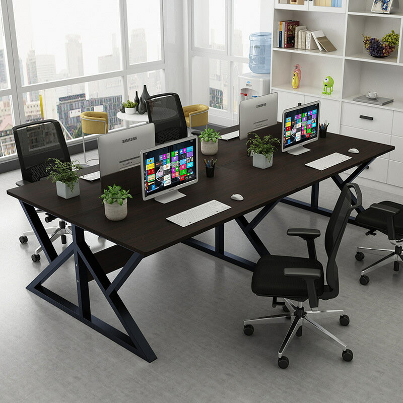APP下單享點數9% 辦公桌椅組合職員4/6人位職員工作屏風隔斷簡約現代公司辦公家具