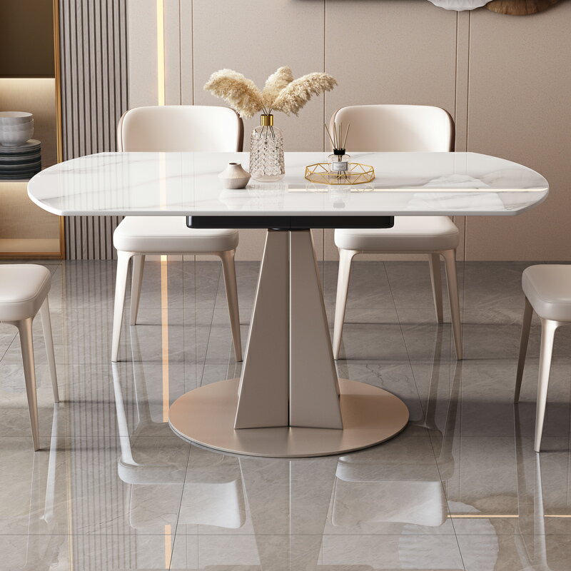 餐桌 椅組合 簡約現代小戶型 旋轉折疊 家用 飯桌 可伸縮變圓桌