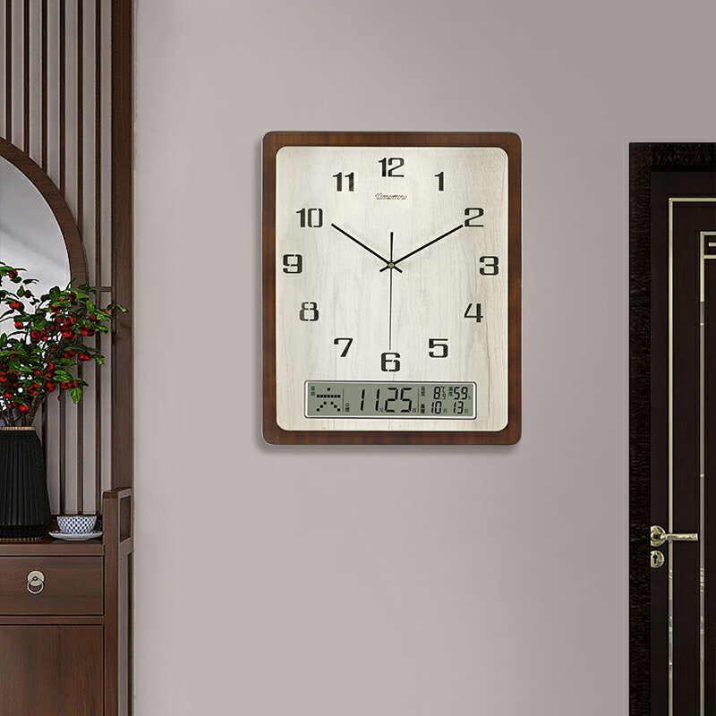 TIMESS實木鐘表掛鐘客廳大氣家用木質2024新款現代輕奢創意壁掛表