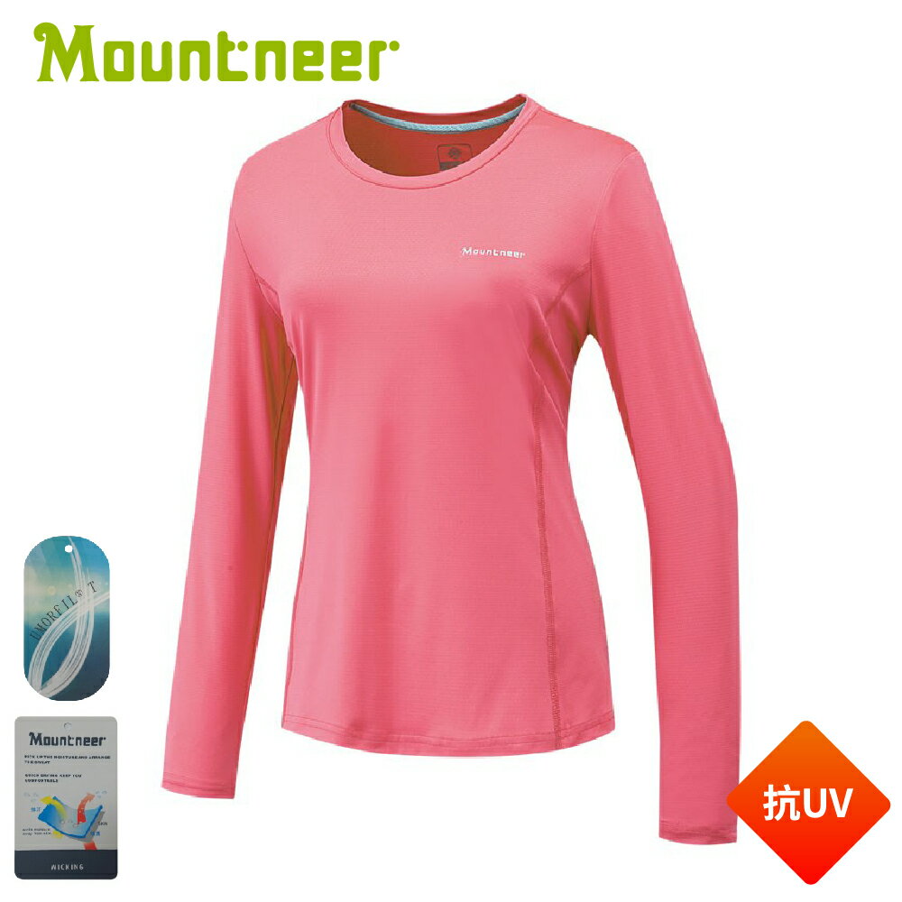 【Mountneer 山林 女 膠原蛋白長袖上衣《深粉紅》】41P42/排汗衣/薄長袖/運動衫