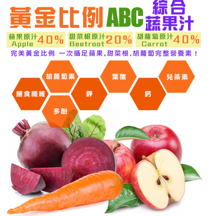 【酷酷萌樂樂購】 HT農場 ABC綜合蔬果汁 蘋果甜菜根胡蘿蔔NFC100%原汁 1