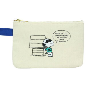 酷哥款【日本進口正版】史努比 Snoopy 帆布 扁型 筆袋 鉛筆盒 收納袋 PEANUTS - 830538