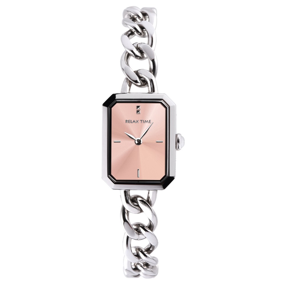 Relax Time RT-109-2-05 長方手鍊風格女錶 粉 22mm｜樂天領券現折★全館特惠中★指定刷卡回饋10%
