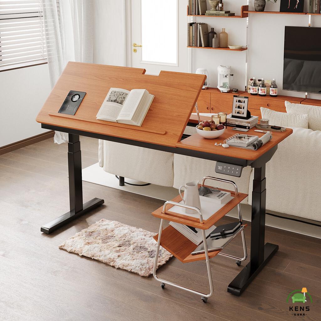 免運/附發票 電動升降桌 實木辦公電腦桌 小戶型可傾斜書桌 兒童學習桌 家用書法桌工廠現貨直銷 售後保障 全館免運 店長推薦 6k16