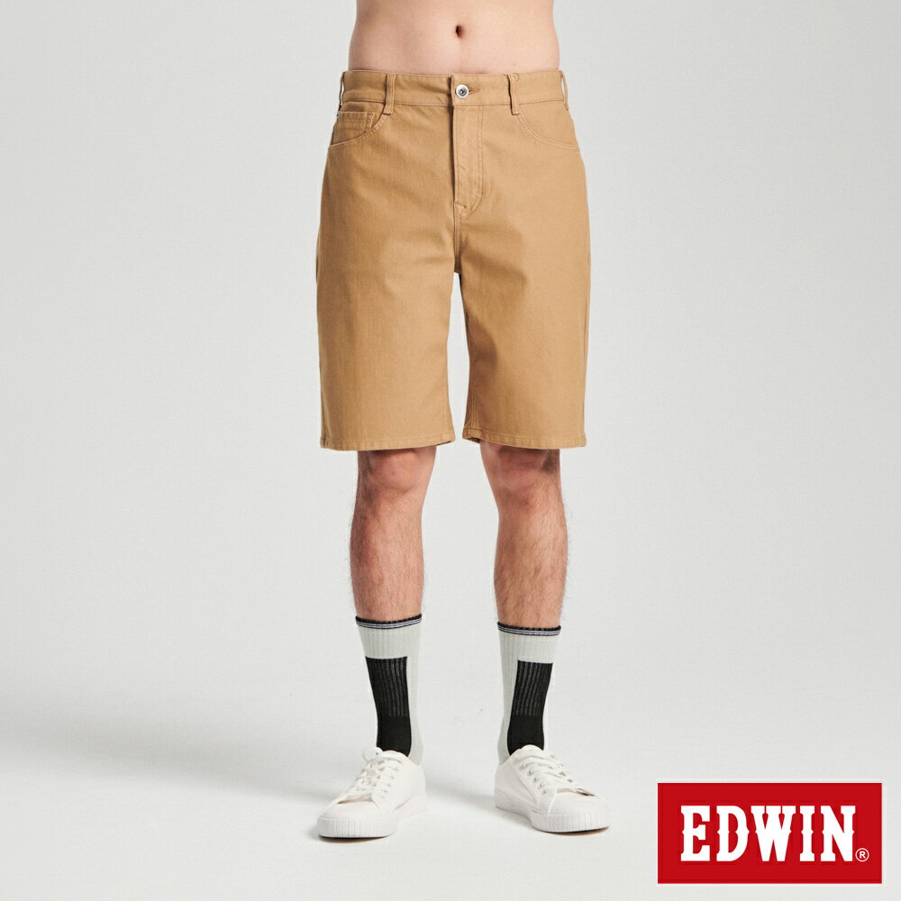 EDWIN 加大碼 冰河玉斜紋 迦績JERSEYS 寬丹寧短褲-男款 灰卡其 0