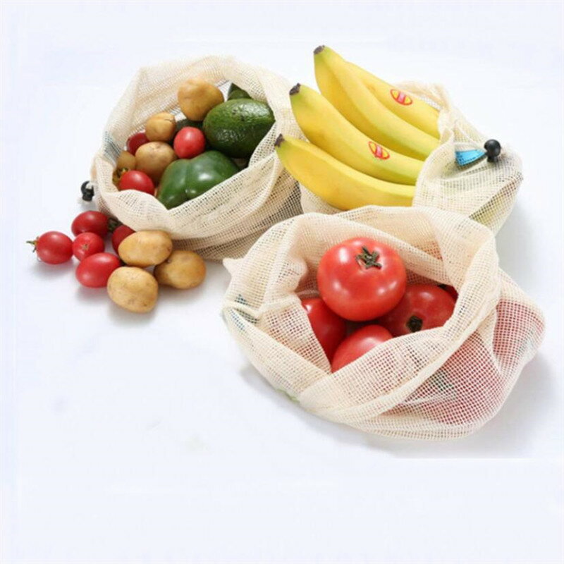 Cotton Mesh Vegetable Bags Produce Bag Reusable Cotton Mesh