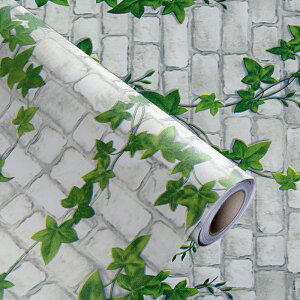 墻紙自粘爬山虎3d墻磚墻貼背景墻綠色森系ins立體貼紙PVC防水壁紙