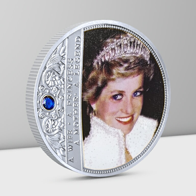 戴安娜王妃人物硬幣收藏 英國公主小禮品金屬徽章把玩幸運金銀幣 2
