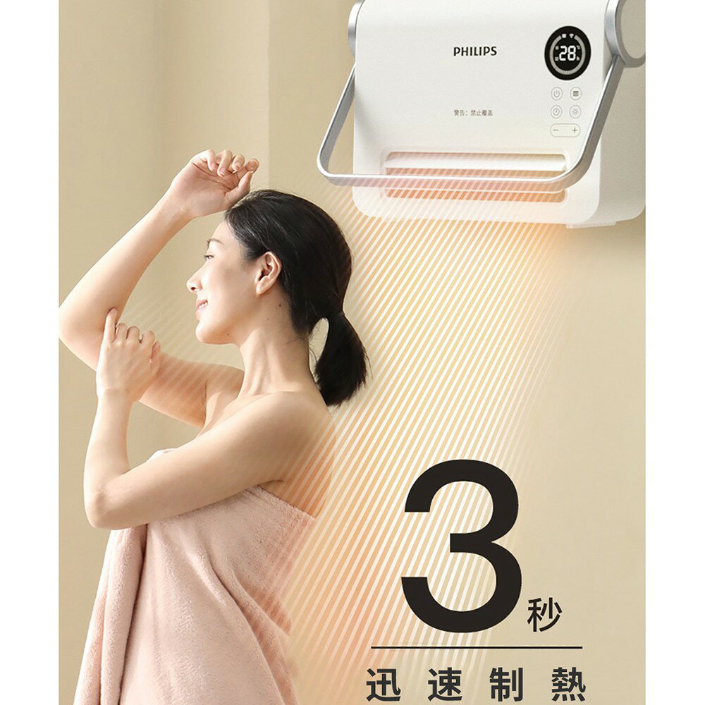 PHILIPS 飛利浦 壁掛暖風機 【居浴兩用設計】 附遙控器 電暖器 浴室暖風機 暖風器 現貨供應 AHR3124FX 3
