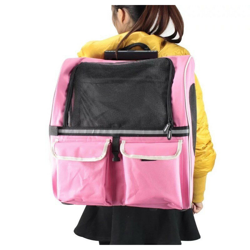 加大版寵物外出拉桿包 可手提/後背/拉桿 提籠 狗外出包 貓外出包 推車 寵物行李箱 背包 1